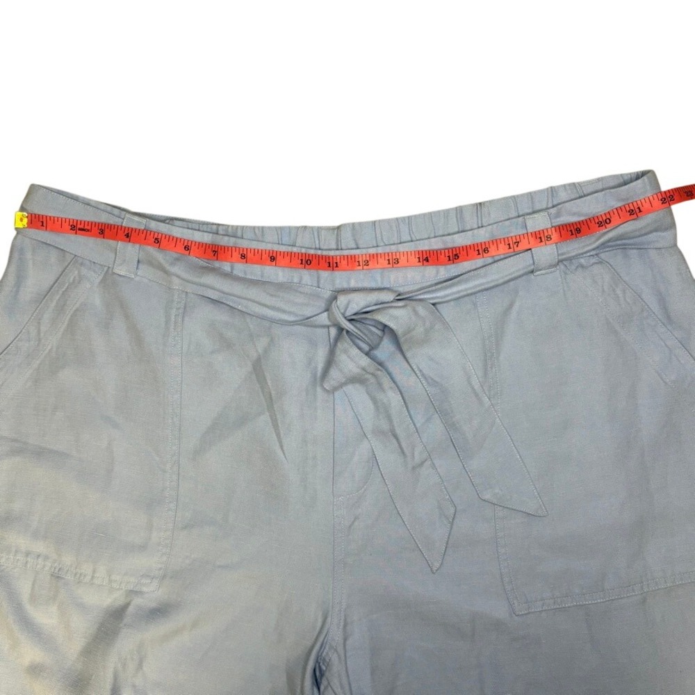 Soft Surroundings Baby Blue Linen Blend Belted Pull On Shorts Plus Sz 2X - Picture 2 of 7